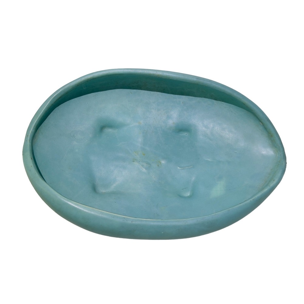 Vintage‎ McCoy USA Turquoise Footed Pottery 10"x 7" Planter Tabletop Decor